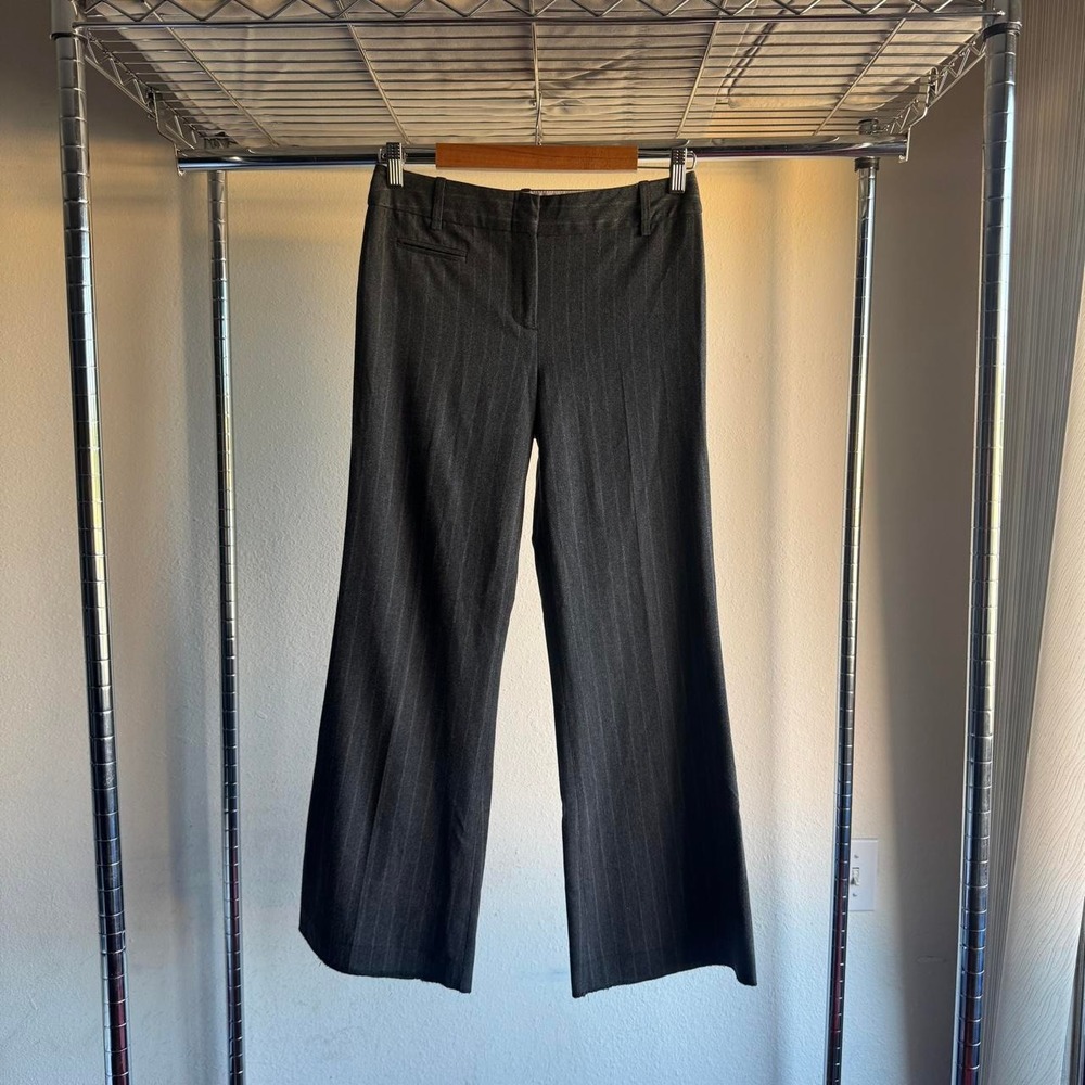 BCBGMAXAZRIA Pinstripe Wide Leg Trouser Pants Grey Y2K Office Siren Women Size 0